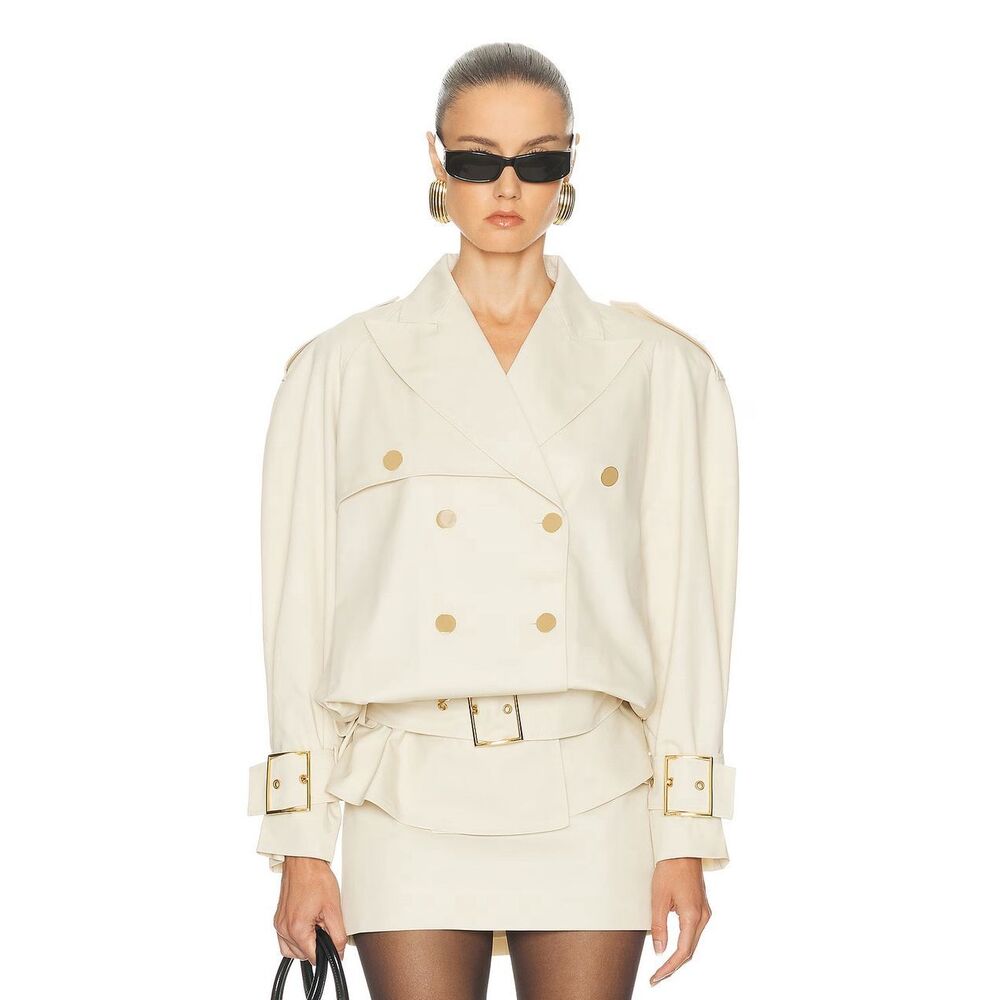 ROWEN ROSE Faux Leather Belted Jacket in Being‎ Size XS NWT MSRP: $1,286